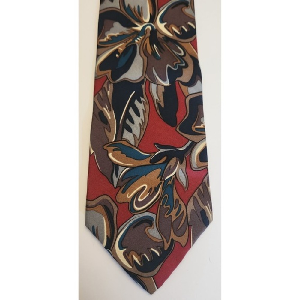 VINTAGE 100% ALL SILK MADE IN USA Floral Tie Fashion Accessory‎
